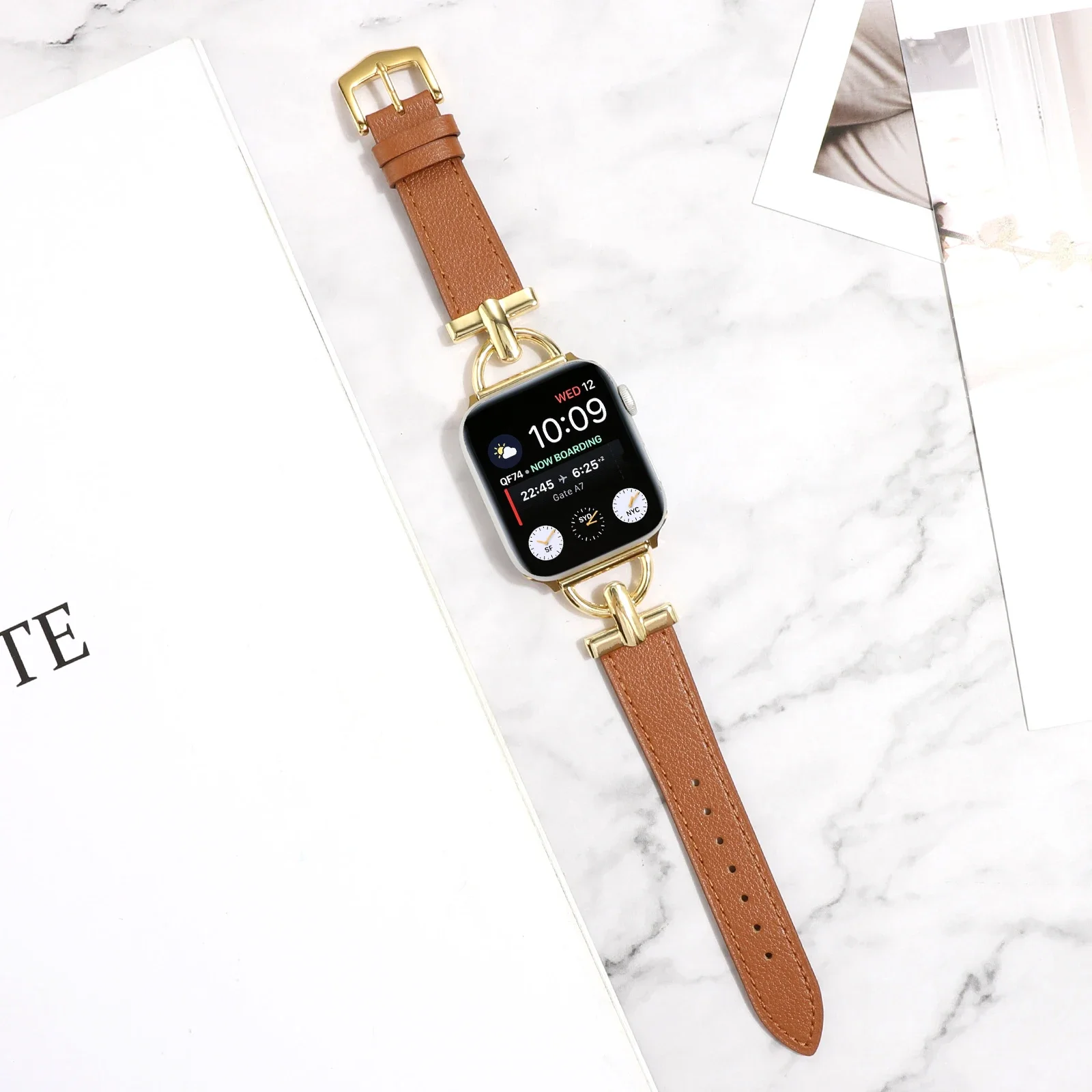 1pc d Schnalle Leder Freizeit sport Apple Uhren armband 49/45mm 40/41mm für Apple Watch Serie Ultra Se 8/7/6/5/4/3/2/1 Image