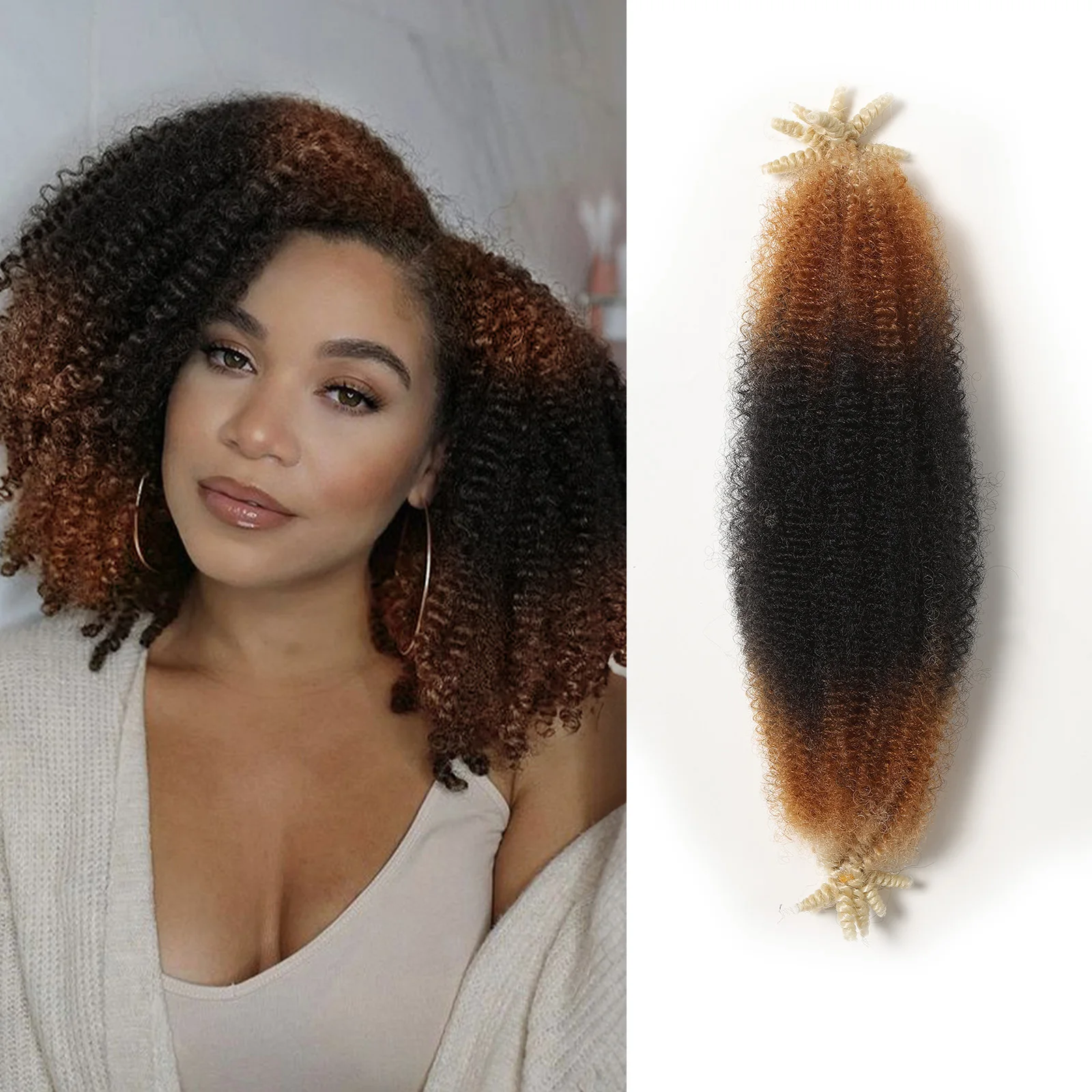 Synthetische Feder verworrene Twist Haar vor getrennte federnde Marley Zöpfe häkeln Haar verlängerungen für Frauen schwarz braune Zöpfe afro Image