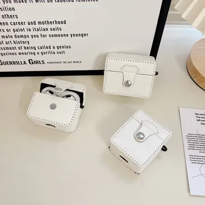 1pc einfarbige Leder Kopfhörer hüllen für Apple Airpods 1//Pro/ Pro2 Schutzhülle Kopfhörer Zubehör Schutz box Image