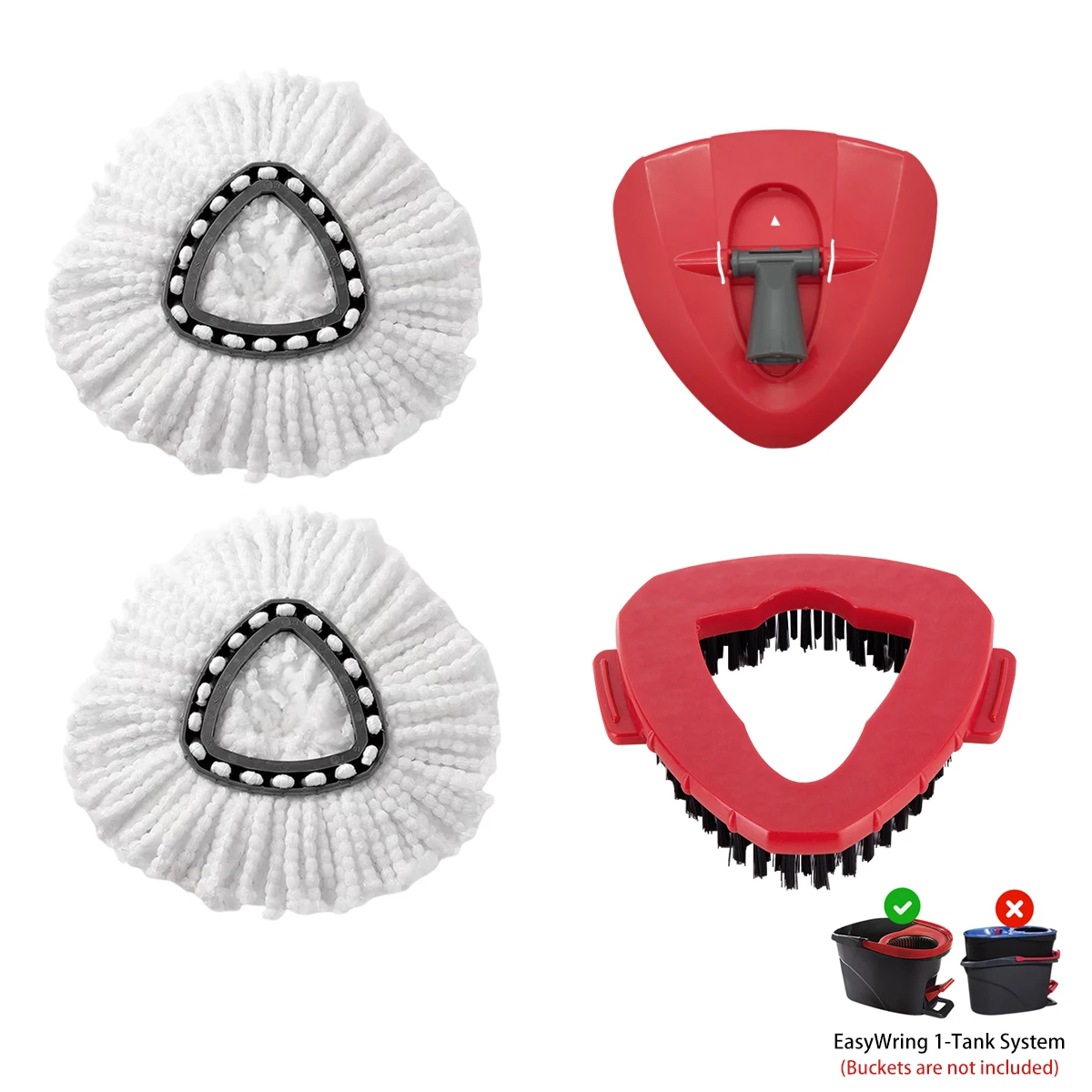 Ersatz basis für Spin-Mop-Kopf für O-Cedar/Vileda Easywring 1-Tank-System, 2 Mop-Ersatz köpfe, 1 Mop-Basis und 1 Mop-Basis bürste Image
