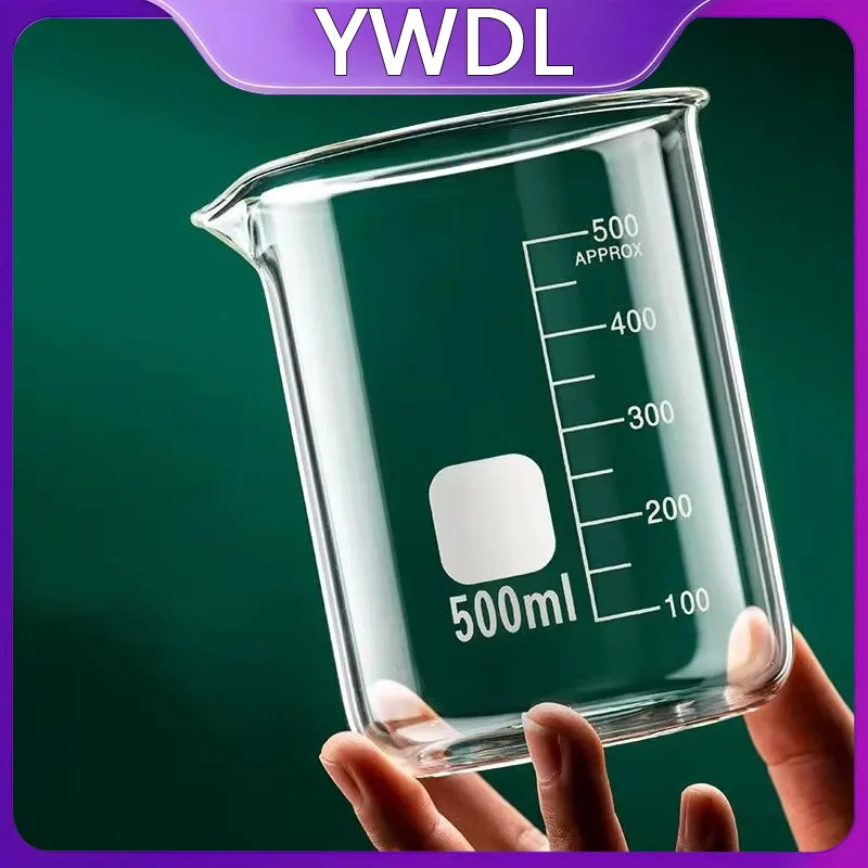 YWDL 500/1000ml Messbecher aus Hochborosilikatglas Mit/Ohne Griff Hitzebeständiger Laborbecher Küchenmesswerkzeuge Image