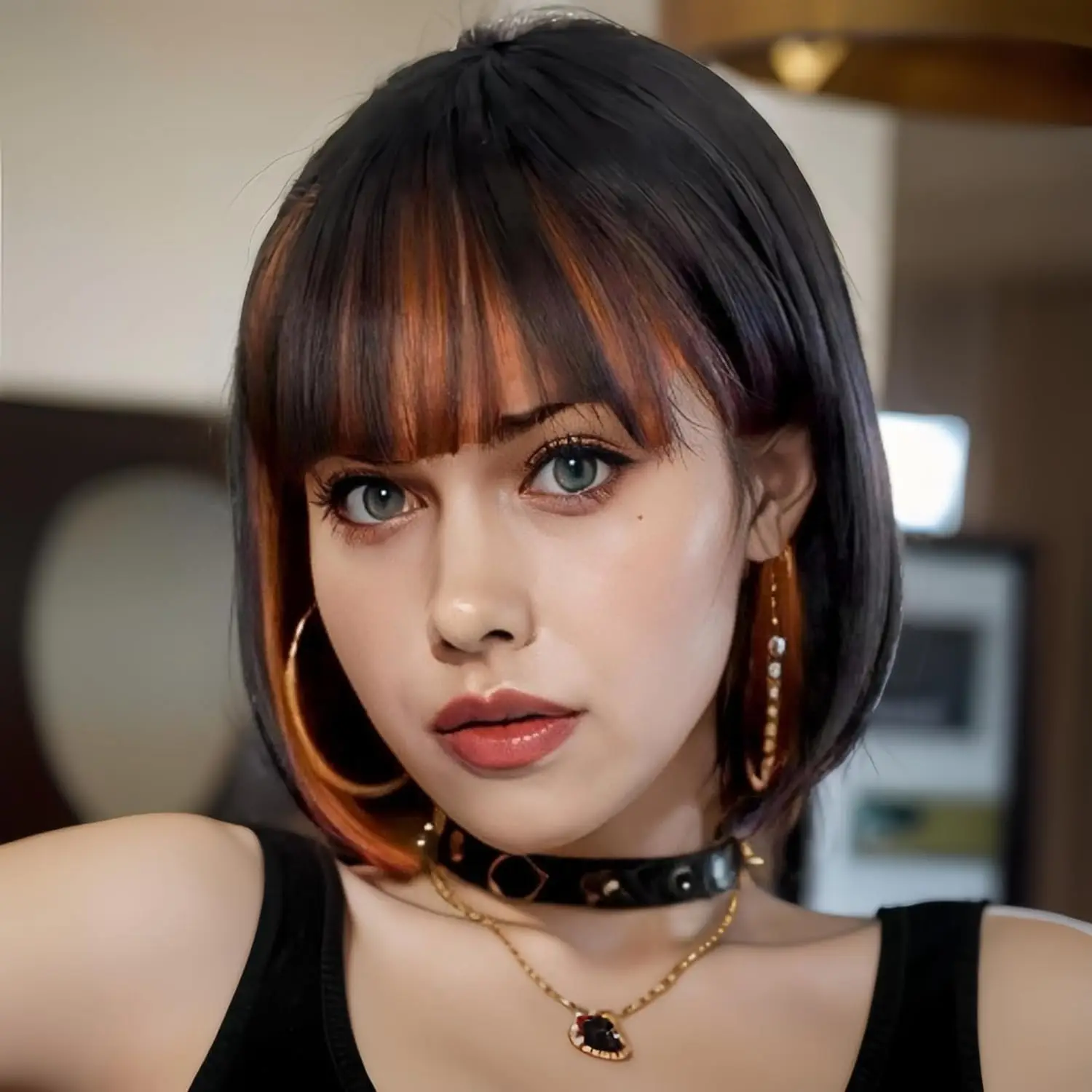 Schwarze und braune Bob Perücke mit Pony 12 Zoll Yaki Bob Perücken kurze gerade Bob Pony Perücke zweifarbige Perücke natürlich auf der Suche nach täglich pa