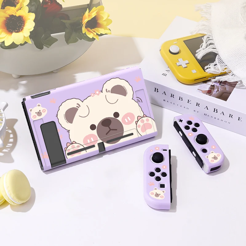 Big Head Bear Schutzhülle für Switch oled, Soft TPU Slim Cover für Nintendo Switch Console, ns Game Access orie Image