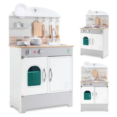 Hengda Kinderküche Puppenküche Set Kinder Küche mit Zubehör wie Mikrowelle, Backofen, Spüle,