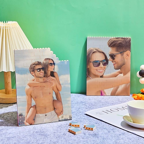 Personalisierte Foto-Baustein-Puzzle individuelles Hochzeitsgeschenk für Paare Block-Hochzeitsgeschenk DIY-Kunstbild quadratisch für Erwachsene Blockpuzzle Wohnkultur 3D-Ziegelpuzzle Image