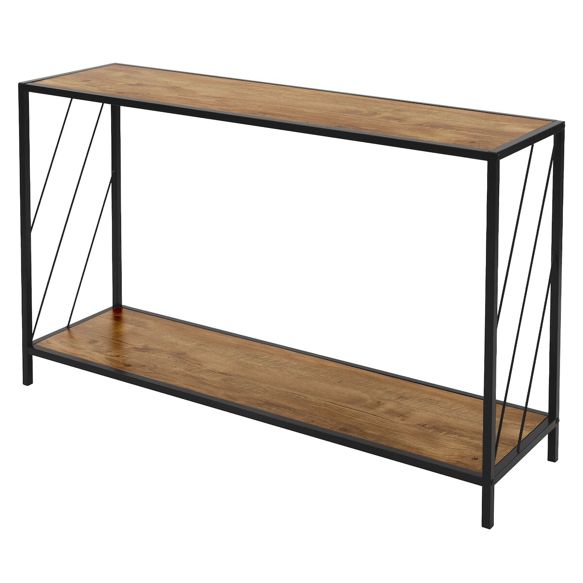 ML-Design Konsolentisch 120x33,5x75 cm Eiche-Rustikal Holz Metallgestell 2 Ablagen Flurtisch Sideboard Eingang Image