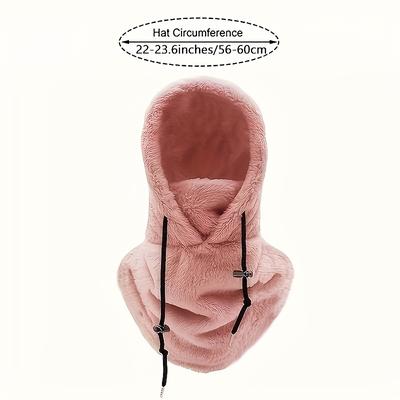 TEMU Balaclava Neck Gaiter - Windproof & Cold-resistant Thickened Polar Fleece, Lightweight Face Mask & Head Cover For Cycling, Winter Sports, Outdoor Activities - Beige & Pink, Hand Wash Only Image