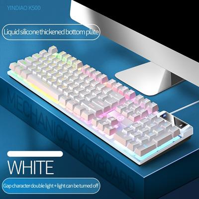 TEMU Silvery Carved Gaming Keyboard Usb Wired Mechanical Feel Luminous Keyboard With Backlight Desktop Computer Notebook Office Universal