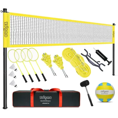 Volleyball Combo Set - Professional Volleyball Net for Lawn, Backyard, Easy Set up Volleyball Set