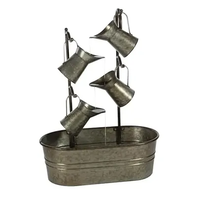 Iron Watering Can Fountain Rustic Gray Galvanized 24"x13"x34" Oval Basin Metal Valves