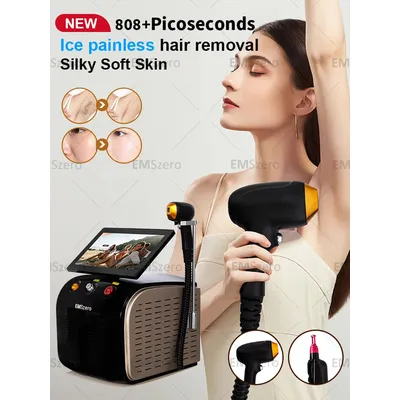 Diode Laser Picosecond Hair Removal 2-in-1 Machine New Upgrade Remove Tattoo Pigment Permanent Hair