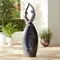 Dancing Couple Modern Zen Outdoor Floor Water Fountain with LED Light Black Gray Stone 57" for Yard