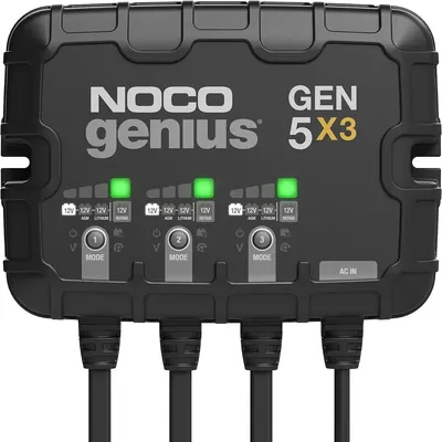 Genius GEN5X3, 3-Bank, 15A (5A/Bank) Smart Marine Battery Charger, 12V Waterproof Onboard Boat