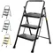 3 Step Ladder, Heavy Duty Foldable Step Stool, Portable Steel Folding Stool for Household Garage