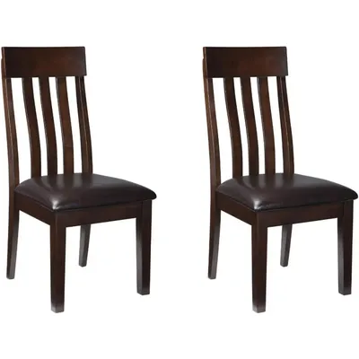 Haddigan Faux Leather Cushioned Rake Back Dining Chair, 2 Count, Dark Brown