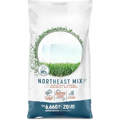 Smart Seed Northeast Grass Mix 20 Lb, Drought Resistant and Covers 6,600 Sq Ft