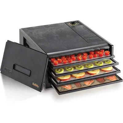 4-Tray Food Dehydrator with Adjustable Thermostat and Dishwasher Safe Parts Preserve Fruits