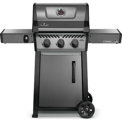 Barbecue Gas Cart, With 3 Burners, Folding Side Shelves, Instant Failsafe Ignition, Porcelain Coated