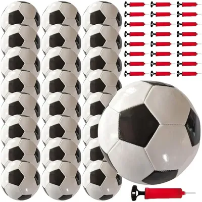 25 Pack Soccer Balls, Official Size 5, with 25 Pump Sets for Christmas Charity Donation