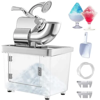 110V Commercial Ice Crusher 440LBS/H, ETL Approved 300W Electric Snow Cone Machine with Dual Blades,