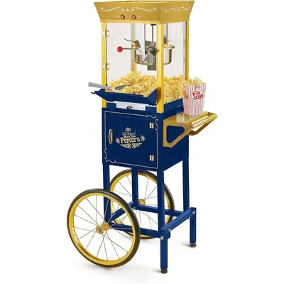 Nostalgia Popcorn Maker Machine - Professional Cart With 8 Oz Kettle Makes Up to 32 Cups - Popcorn