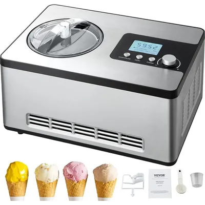 Automatic Ice Cream Maker with Built-in Compressor, 2 Quart No Pre-freezing Fruit Yogurt Machine