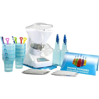 Max Snow Cone Machine - Premium Shaved Ice Maker, with Powder Sticks Syrup Mix, Premium Kit, White