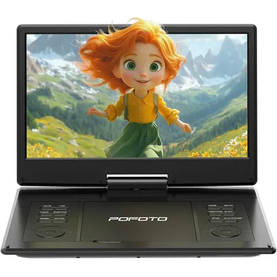 15.7" Portable DVD Player with 14.1" 6-Hour Rechargeable Battery, Dual Speakers, USB/SD/TV Sync,