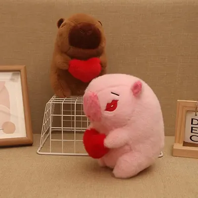 Stuffed Capybara Plush Toy Valentine Capybara Stuffed Plushie Funny Stuffed Animal Cute Valentine's