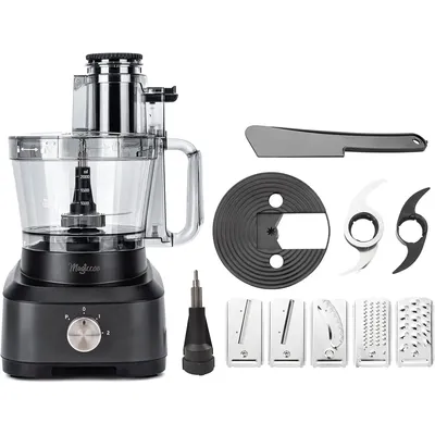 French-Fry-Cutter Food Processor - Wide Mouth Large Feed Chute, Grey Color, Cheese Shredding, Meat