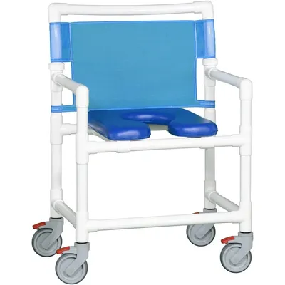 VL OF9200 OS Oversize (Extra Wide) Rolling Shower Chair 400 LBS Capacity (Blue)