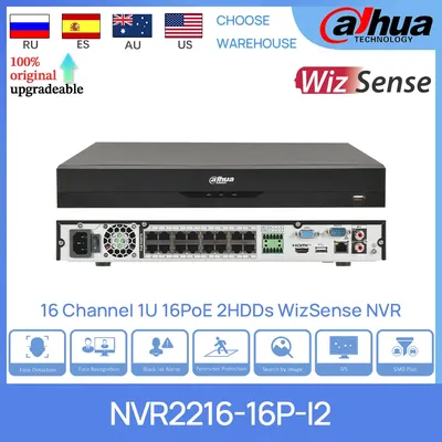 Dahua Original NVR2216-16P-I2 16 Channel 1U 16PoE 2HDDs WizSense AI Network Video Recorder SMD Plus