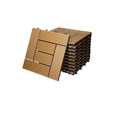 33er Set WPC Terrassenfliesen Balkonfliese Klickfliese Mosaik 30x30cm Teak 3m²