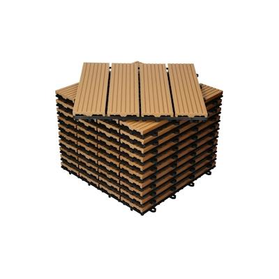 11xWPC Terrassenfliesen Balkonfliese Klickfliese Fliesen Holz 30x30 cm Teak 1 m²