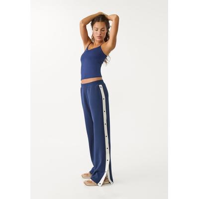 Stradivarius Soft trousers with side buttons Navy blue XS