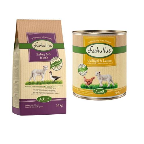 Lukullus Kaltgepresst Kombi-Paket: 10 kg Trockenfutter + 24 x 800 g Nassfutter - Adult...