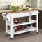 Durable Kitchen Cart with Solid Wood Tabletop,57 inch Rolling Kitchen Island with Storage