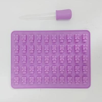 TEMU 1pc Silicone Gummy Bear Molds With Dropper Set, 50 Hole Cartoon Mini Chocolate Mould, Making Tools, Uncharged, For Christmas Party & Crafting Image