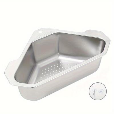 TEMU 1pc 304 Stainless Steel Sink Drain Basket Triangular Sink Kitchen Sink Wash Basin Leftovers Filter Holder Image