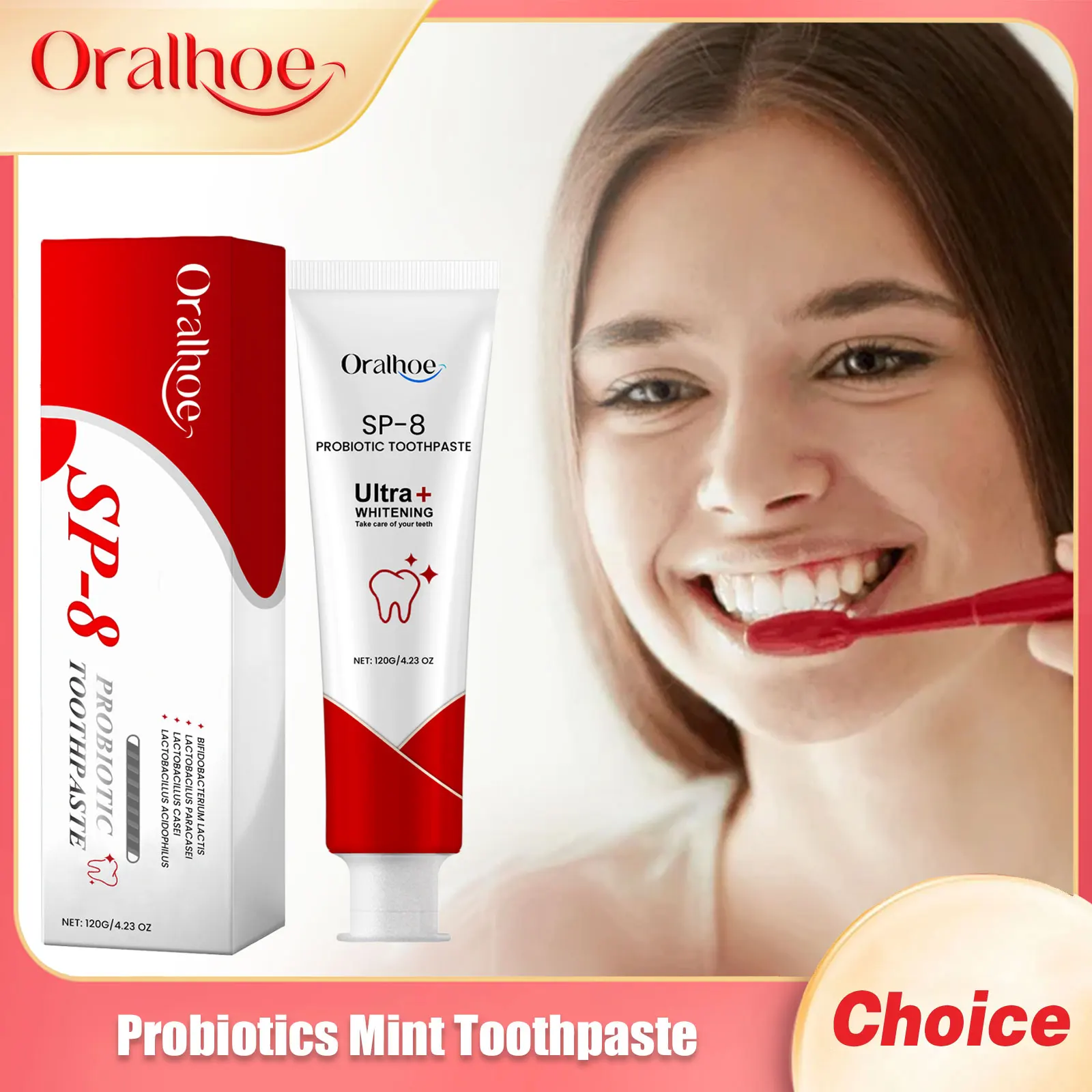 Sp-8 Probiotische, aufhellende Zahnpasta, verhindert Plaque, Flecken entfernen, frischer Atem, Tiefenreinigung, Zahnaufhellungsprodukt, Mundpflege Image