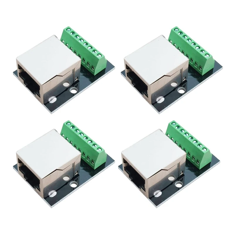 4 Stück rj45 Ethernet-Buchse Breakout-Platine, 2,54mm Anschluss platine geschirmter Netzwerk adapter anschluss Image