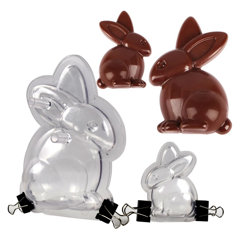 2 Teile/satz Ostern Kaninchen 3D Schokolade Form Hase Form Polycarbonat Schokolade Bonbons Süßigkeiten Süßwaren Backen Gebäck Werkzeuge Image