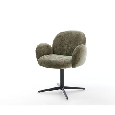 DELIFE Drehstuhl Nube-Flex mit Armlehnen Chenille Olive Fußkreuz Schwarz 360° drehbar Taschenfederkern, Esszimmerstühle Image