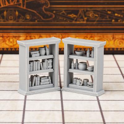 TEMU 2pcs Rpg Miniature Set - Interchangeable Shelves Bookcase & Cupboard For Dnd And Tabletop Games, 3d Printed Plastic, Perfect Christmas Or Halloween Gift For Dm