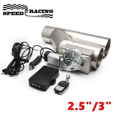 2.5" 3" Electric Exhaust Cutout Valve Y Pipe Exhaust Pipe Single Valve System with Controller Remote Kit