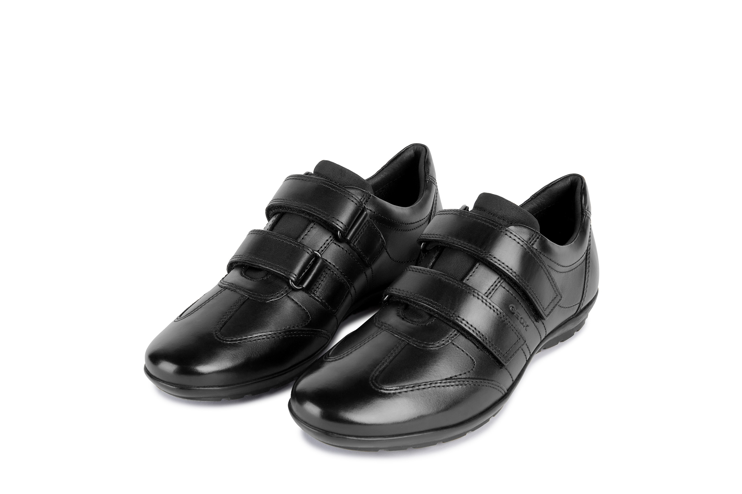 Klettschuh GEOX, Herren, Gr. 46, schwarz, Leder, Textil, Schuhe Klettschuh, Business Schuh, Sneaker in eleganter Form