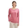 Longpullover TOM TAILOR, Damen, Gr. XXXL (46), rosa (wine rose melange), Obermaterial: 85% Viskose, 15% Polyamid, meliert, casual, regular fit taillenbedeckt, U-Boot-Ausschnitt, Langarm Rippbündchen, Pullover, mit Rippbündchen
