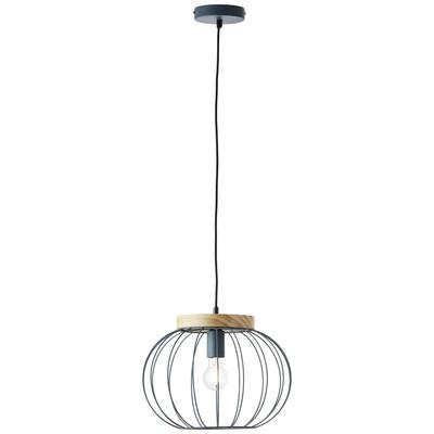 BRILLIANT Pendelleuchte "Sorana", blau (türkis), Ø 35,5cm H: 130cm, Lampen, Hängeplampe, 130 cm Höhe, Ø 35,5 cm, E27, kürzbar, Metall/Holz Image