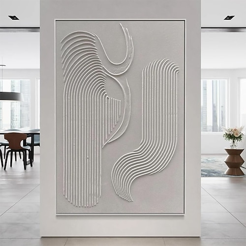 arte murale minimalista bianca dipinta a mano arte in gesso arte murale opaca strutturata arte murale per la casa struttura pittura astratta arte 3d decorazione per la casa cornice pronta da appendere
