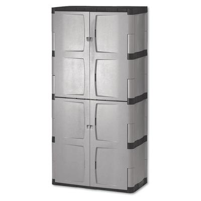 Rubbermaid Double-Door Storage Cabinet - Base/Top, 36w x 18d x 72h, Gray/Black (RUB7083) Each Rubbermaid® Storage Cabinets